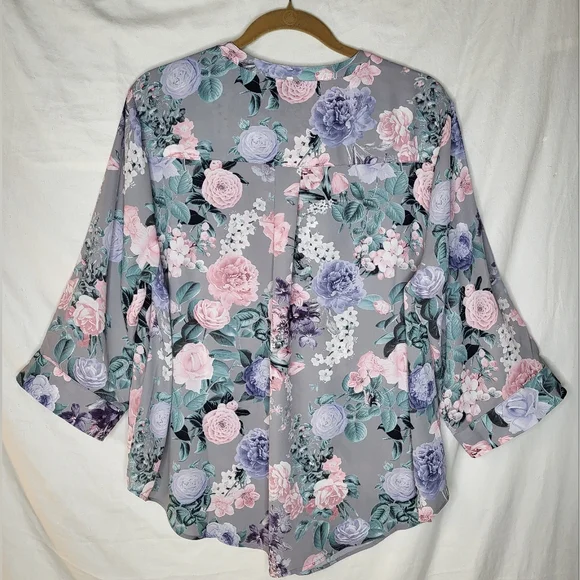 NEW Torrid Harper Georgette Blouse In Harmonic Grey Floral Size 1X 14-16 NWT - Picture 5 of 14